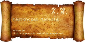 Kapronczai Mabella névjegykártya